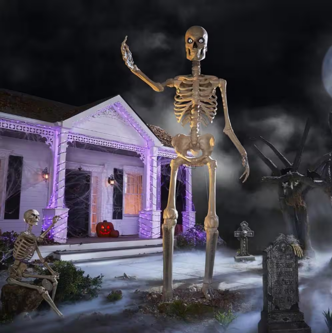12 ft. Grave & Bones Giant-Sized Skelly with LifeEyesTM LCD Eyes H5