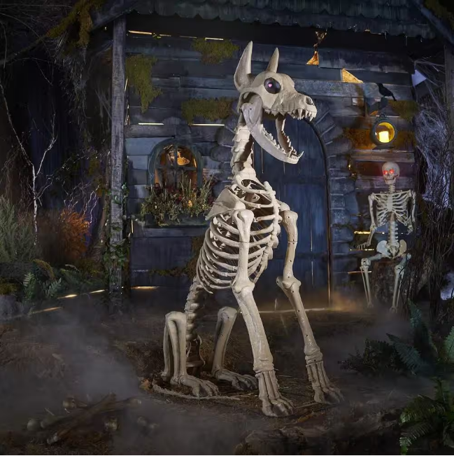 12 ft. Grave & Bones Giant-Sized Skelly with LifeEyesTM LCD Eyes H5