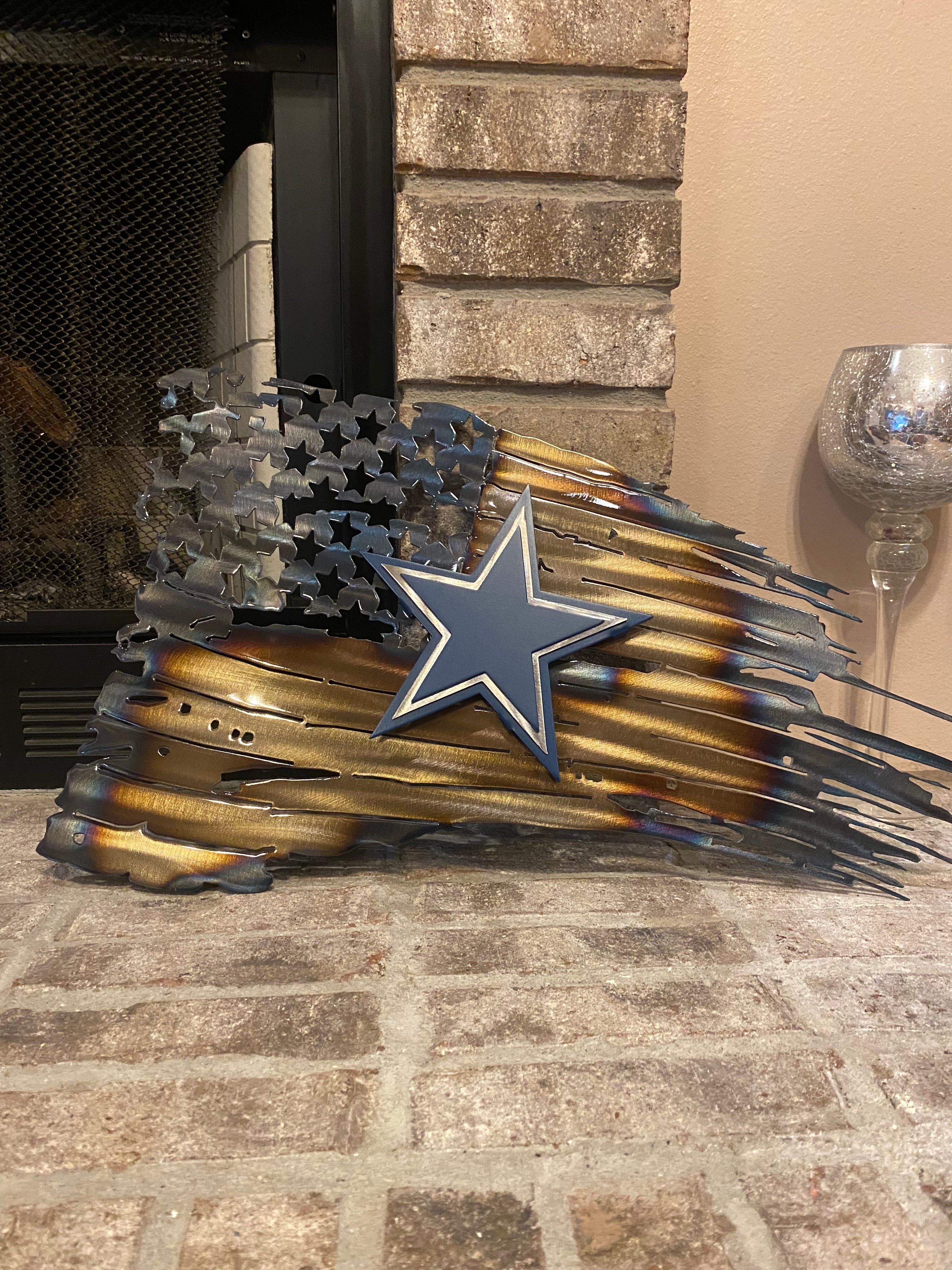 Tattered American Flag - Dallas Cowboys Logo