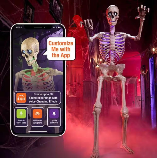 12 ft. Grave & Bones Giant-Sized Skelly with LifeEyesTM LCD Eyes H5