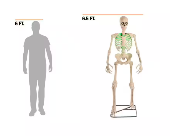 12 ft. Grave & Bones Giant-Sized Skelly with LifeEyesTM LCD Eyes H5