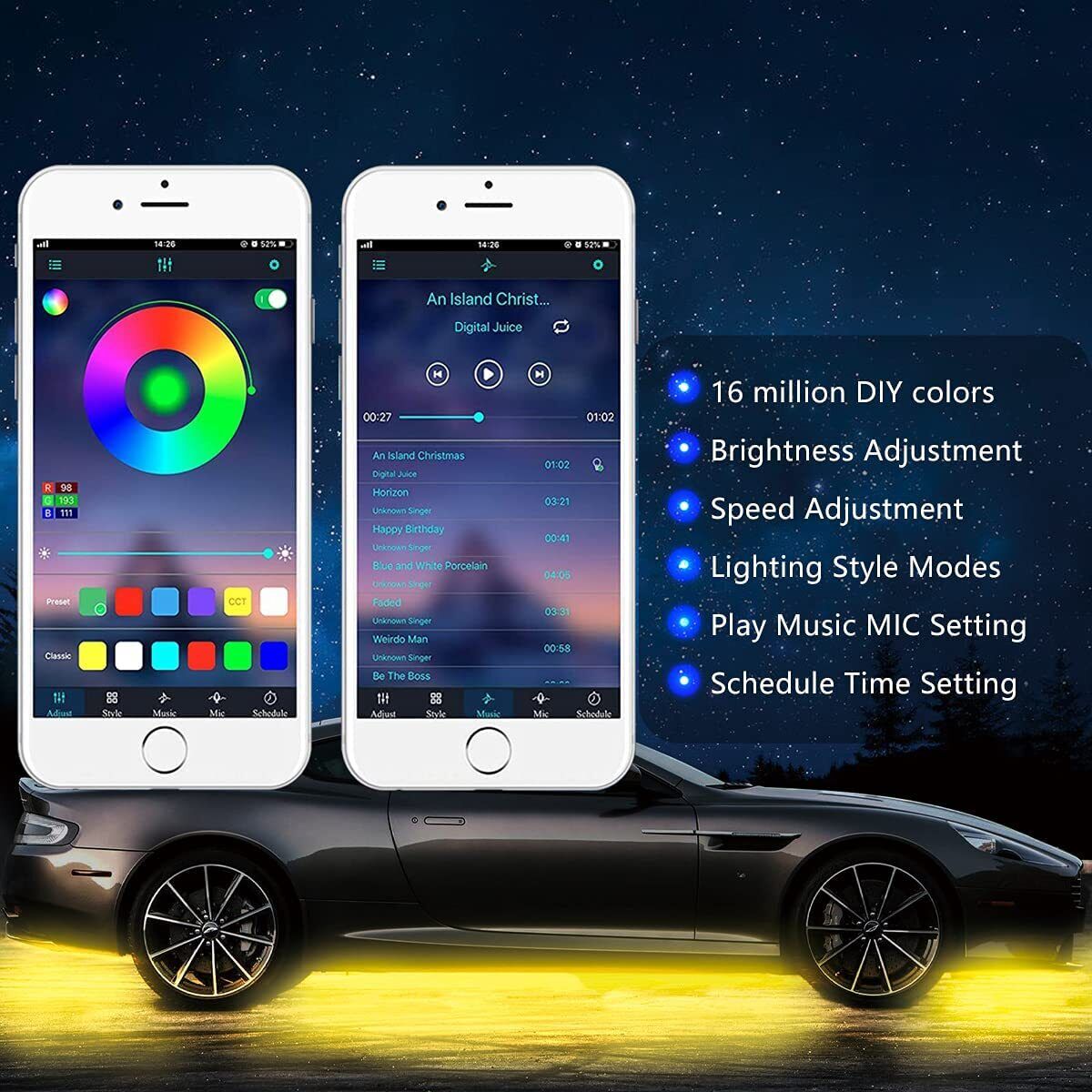 🔥Car Chassis Flexible RGB Waterproof LED Strip Lights (4PCS)