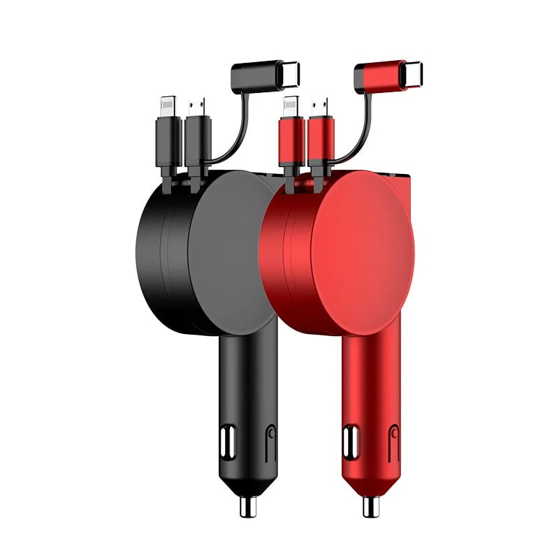 3-in-1 Retractable Fast Charging Car Adapter