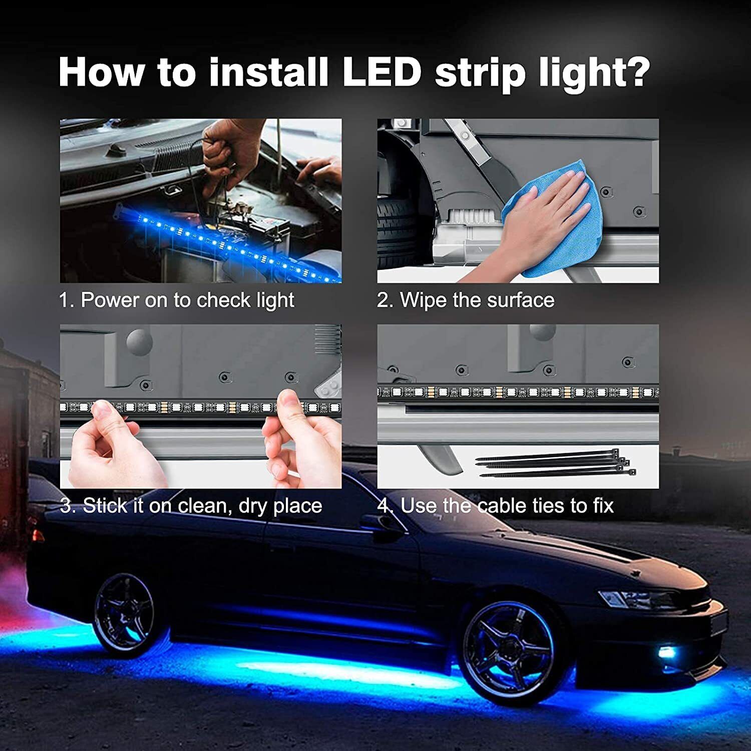 🔥Car Chassis Flexible RGB Waterproof LED Strip Lights (4PCS)
