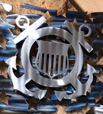 Tattered American Flag - Coast Guard Logo and Rating Insignia Edition