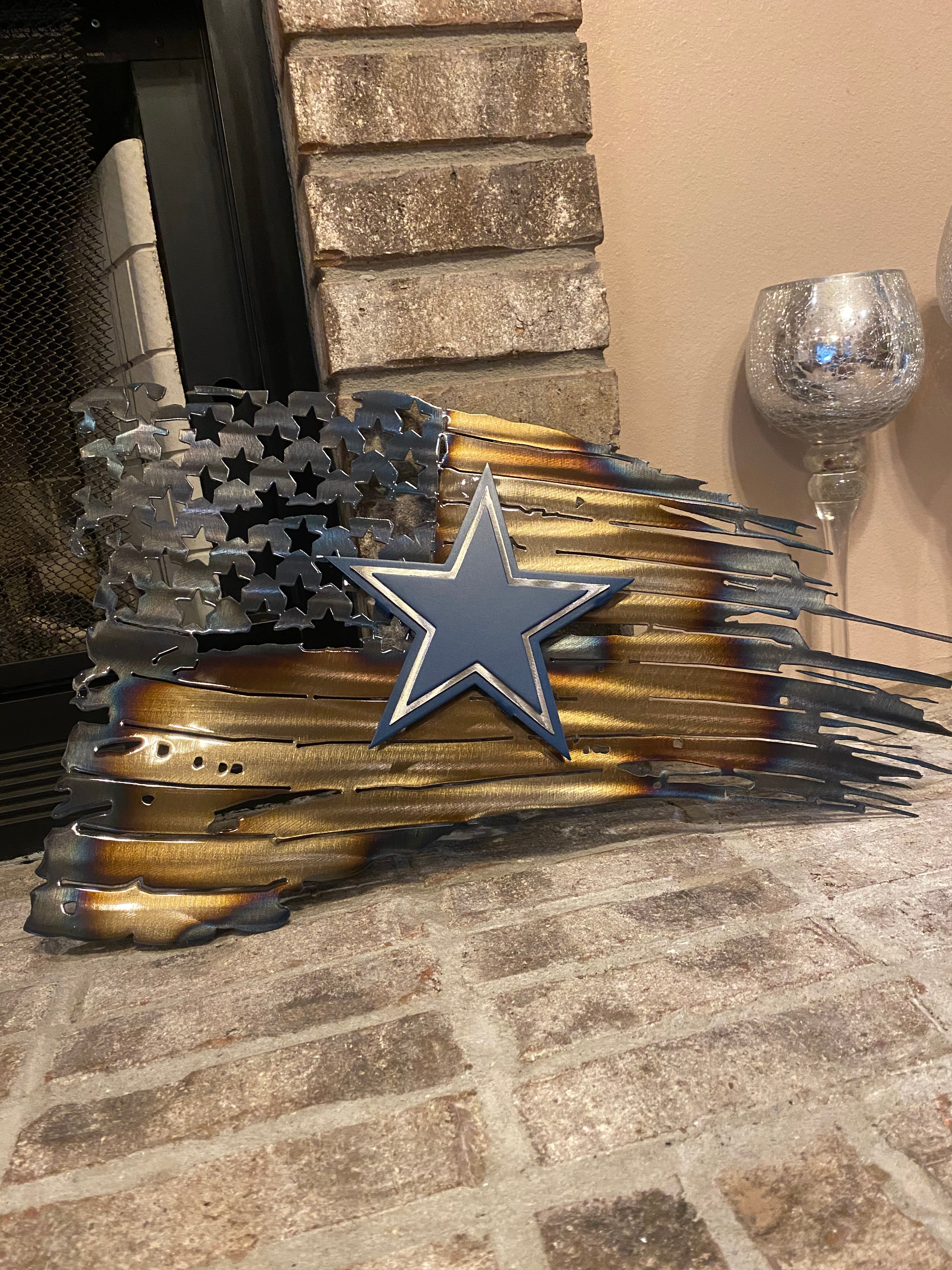 Tattered American Flag - Dallas Cowboys Logo