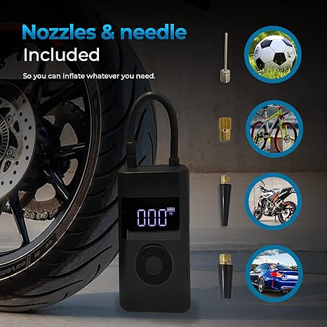🔥Multifunctional Portable Tire Airpump - Smart ON/OFF Hose Design