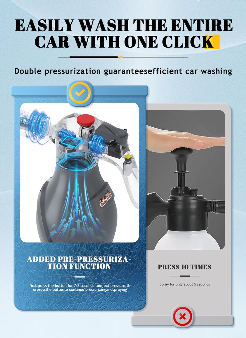 💥Electric Foam Sprayer Car Wash Water Gun With Cannon