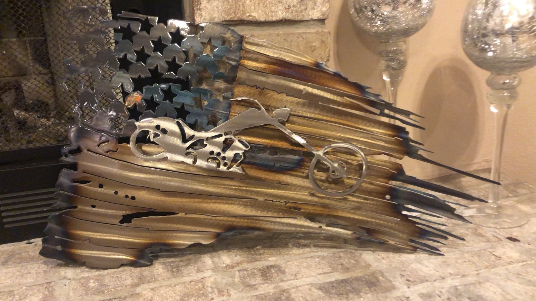 Tattered American Flag - Harley Chopper Edition